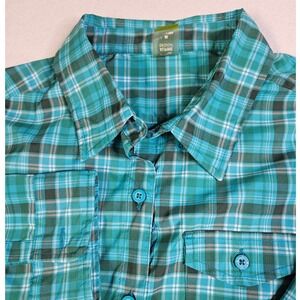 Women's Alpine Design Unite Shirt Women Medium Green Plaid  Long Sleeve